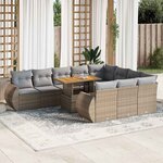 vidaXL Salon de jardin 11 Pièces avec coussins beige résine tressée