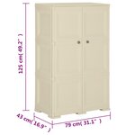vidaXL Armoire plastique 79x43x125 cm design de bois blanc angora