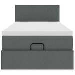 vidaXL Lit ottoman avec matelas et LED gris foncé 90x200 cm tissu