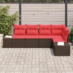 vidaXL Ensemble de canapé de jardin 5 Pièces Marron polyrotin