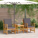 Ensemble de jardin 3 pièces vidaXL avec coussins en bois d'acacia massif
