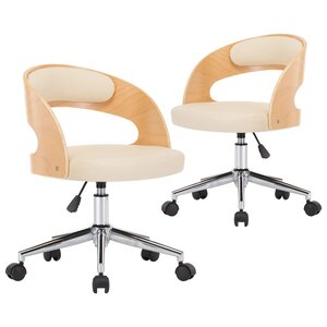 vidaXL Chaises pivotantes à manger lot de 2 bois courbé et similicuir
