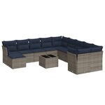 vidaXL Salon de jardin avec coussins 12 Pièces gris résine tressée