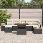 vidaXL Ensemble de canapé de jardin 8 Pièces Noir polyrotin
