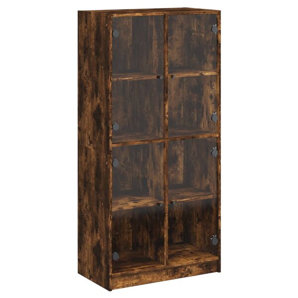 vidaXL Buffet haut avec portes chêne fumé 68x37x142 cm bois ingénierie
