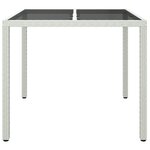 vidaXL Table de jardin 90x90x75cm Verre trempé et résine tressée Blanc