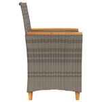 vidaXL Chaises de jardin coussins lot de 2 gris résine tressée et bois