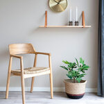 Étagère murale en bois naturel avec lanières en cuir marron 120 x 20 cm