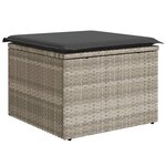 vidaXL Tabouret de jardin coussin gris clair 55x55x37cm résine tressée