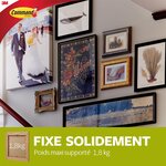 Accroche tableau adhésif taille l 1,8 kg 1 crochet + 2 bandes blanc command