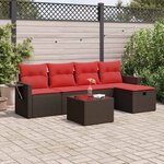 vidaXL Salon de jardin avec coussins 6 Pièces marron résine tressée