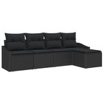 vidaXL Ensemble de salle à manger de jardin de 5 pièces avec coussins en poly rotin noir