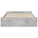 vidaXL Cadre de lit avec tiroirs sans matelas gris béton 150x200 cm