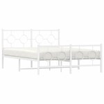 vidaXL Cadre de lit métal sans matelas et pied de lit blanc 140x200 cm