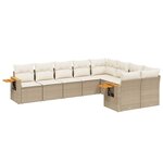 vidaXL Salon de jardin avec coussins 9 Pièces beige résine tressée