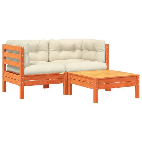 vidaXL Canapé de jardin avec coussins et repose-pied 2 places