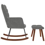 vidaXL Chaise à bascule avec tabouret en velours gris foncé