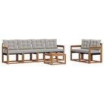 vidaXL Ensemble de canapés d'extérieur 7 pc Gris Naturel et Clair