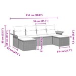 vidaXL Ensemble de Canapés de Jardin 6 Pièces avec Coussins Noir Poly Rattan