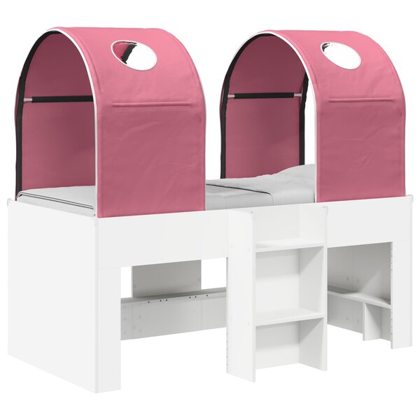 vidaXL Lit avec Tunnel 4 Pièces Blanc et rose Bois d'ingénierie