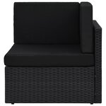 vidaXL Salon de jardin 7 Pièces avec coussins Noir Résine tressée