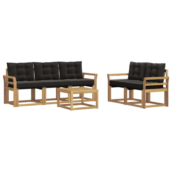 vidaXL Ensemble de canapés d'extérieur 6 pc Blanc et noir