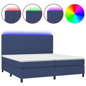 vidaXL Sommier à lattes de lit et matelas et LED Bleu 200x200 cm Tissu