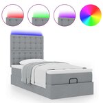 vidaXL Cadre de lit ottoman et matelas gris clair 100x200 cm tissu