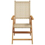 vidaXL Ensemble à manger de jardin 7 Pièces beige rotin et bois massif