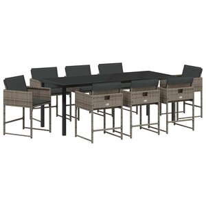 vidaXL Ensemble de salle à manger pour jardin 9 Pièces Gris polyrotin