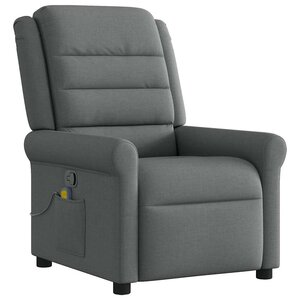 vidaXL Fauteuil inclinable de massage en tissu gris foncé