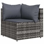 vidaXL Salon de jardin 4 Pièces avec coussins Gris Résine tressée