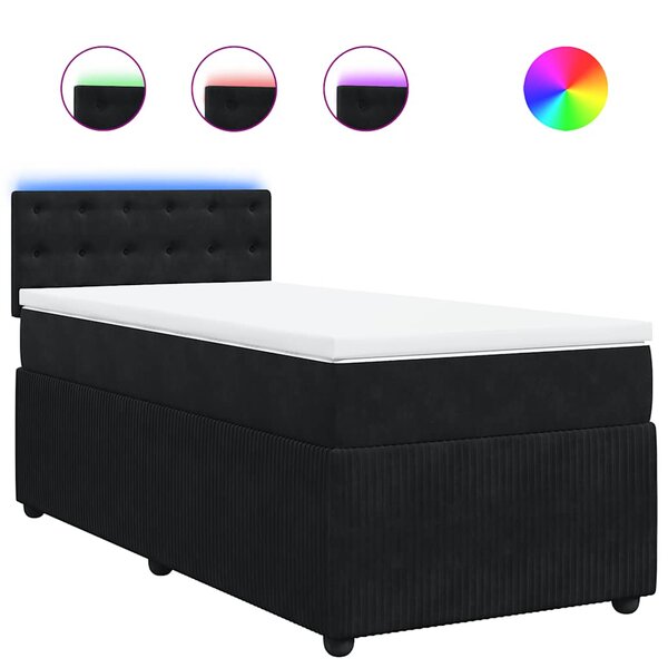 vidaXL Sommier à lattes de lit et matelas Noir 80x200 cm Velours