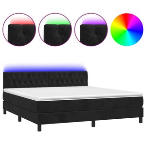 vidaXL Sommier à lattes de lit avec matelas et LED Noir 180x200 cm