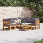 vidaXL Salon de jardin 6 Pièces avec coussins bois d'acacia solide