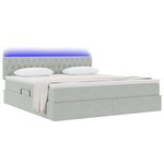 vidaXL Lit de rangement LED avec matelas Gris clair 160 x 200 cm