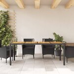 vidaXL Table de jardin et dessus en bois d'acacia noir résine tressée
