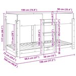 vidaXL Lit Superposé pour Enfants Bois ancien 100 x 190 cm