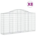 vidaXL Paniers à gabions arqués 8 Pièces 200x30x100/120 cm Fer galvanisé