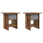 vidaXL Table de chevet avec tiroir 2 Pièces Bois ancien 41 x 40 x 45 cm