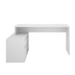 Bureau d'angle reversible 1 tiroir + 1 porte - Blanc - 139 x 92 x Hauteur 75 cm - ROX