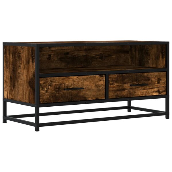 vidaXL Meuble TV chêne fumé 80x34 5x40 cm bois d'ingénierie et métal