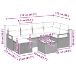 vidaXL Ensemble de Canapé de Jardin 7 Pièces avec Coussins Beige Poly Rattan