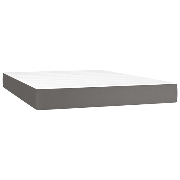 vidaXL Matelas de lit à ressorts ensachés Gris 140x190x20cm Similicuir