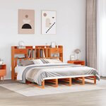 vidaXL Lit bibliothèque sans matelas cire marron 200x200 cm pin massif