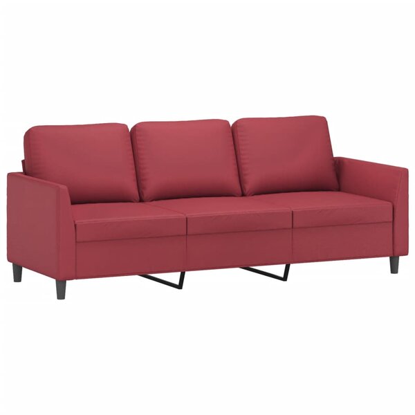 vidaXL Canapé à 3 places Rouge bordeaux 180 cm Similicuir