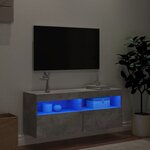 vidaXL Meuble TV mural avec lumières LED gris béton 100x30x40 cm
