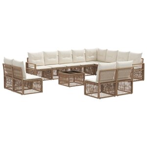vidaXL Ensemble de canapé de jardin 13 Pièces Beige polyrotin