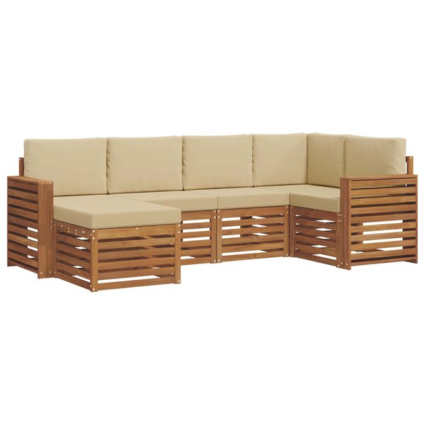 vidaXL Ensemble de canapés d'extérieur 6 pc Naturel et Beige Polyester