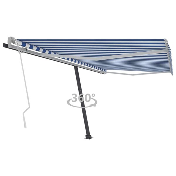 vidaXL Auvent manuel rétractable sur pied 400x300 cm Bleu et blanc